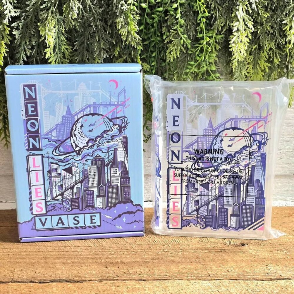 New Fairyloot Neon Lies Clear Book Vase from December YA Book Box